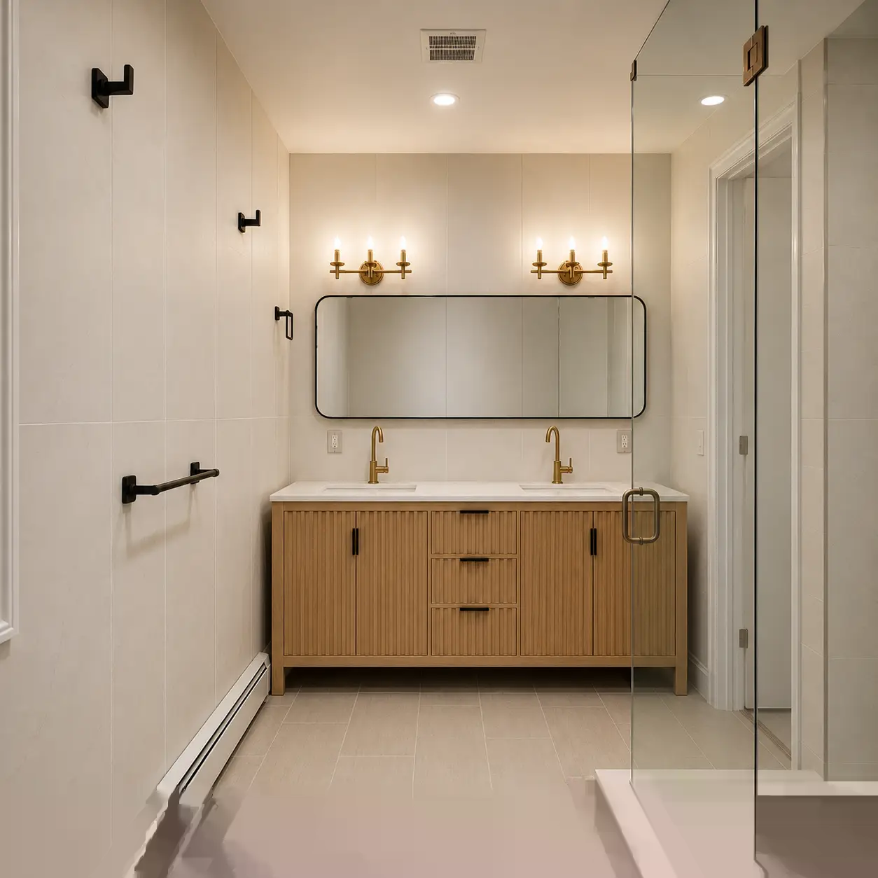 Completed modern bathroom remodel